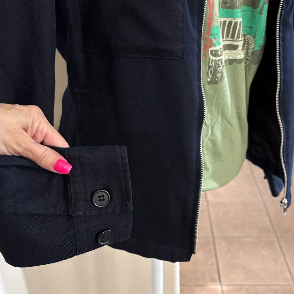 H&M blue full zip up shirt jacket shacket Size XS
